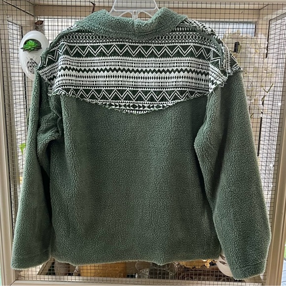 Southern Grace Green Southwest Patterned Women's Fleece Jacket L-XL - Picture 6 of 7